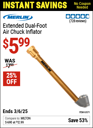 Harbor Freight Coupons, HF Coupons, 20% off - Extended Dual Foot Air Chuck Inflator