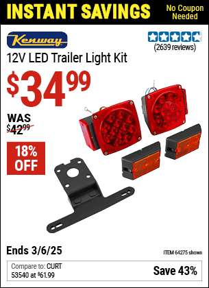 Harbor Freight Coupons, HF Coupons, 20% off - 12 Volt Led Trailer Light Kit