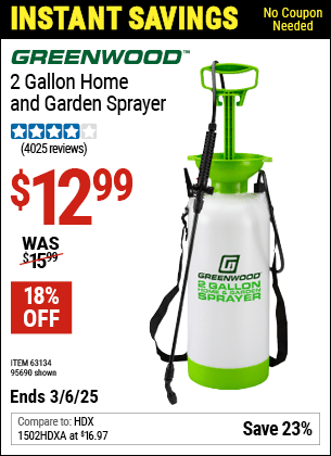 Harbor Freight Coupons, HF Coupons, 20% off - 2 Gallon Home And Garden Sprayer