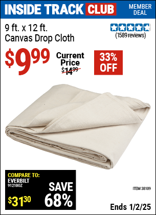 Harbor Freight Coupons, HF Coupons, 20% off - 9 Ft. X 12 Ft. Canvas Drop Cloth