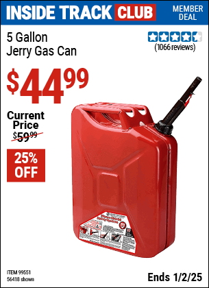 Harbor Freight Coupons, HF Coupons, 20% off - 5 Gallon Jerry Gas Can