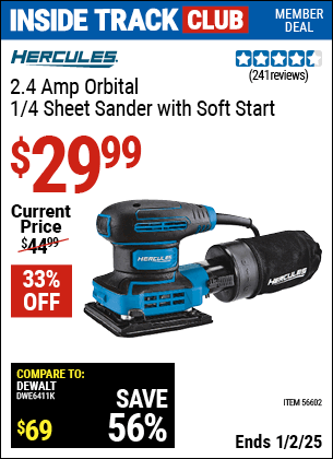 Harbor Freight Coupons, HF Coupons, 20% off - 2.4 Amp Corded 1/4 Sheet Palm Finishing Sander