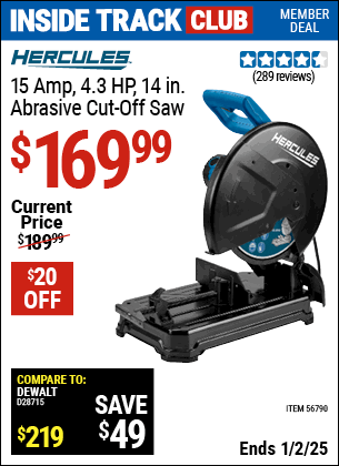 Harbor Freight Coupons, HF Coupons, 20% off - 15 Amp 4.3 HP 14 in.  Abrasive Cut-Off Saw