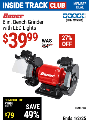 Harbor Freight Coupons, HF Coupons, 20% off - 6 in. Bench Grinder with LED Lights