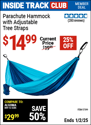 Harbor Freight Coupons, HF Coupons, 20% off - Parachute Hammock with Adjustable Tree Straps