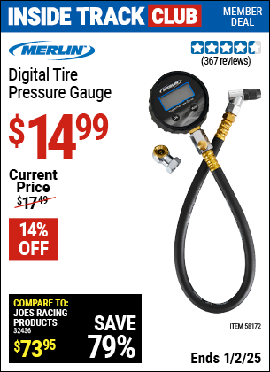 Harbor Freight Coupons, HF Coupons, 20% off - MERLIN Digital Tire Pressure Gauge for $14.99