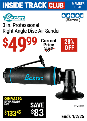 Harbor Freight Coupons, HF Coupons, 20% off - BAXTER 3 in. Professional Right Angle Disc Sander for $49.99