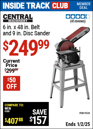 Harbor Freight Coupons, HF Coupons, 20% off - CENTRAL MACHINERY 6 in. x 48 in. Belt and 9 in. Disc Sander for $269.99