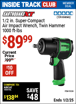 Harbor Freight Coupons, HF Coupons, 20% off - EARTHQUAKE XT 1/2 in. Super Compact Air Impact Wrench for $84.99