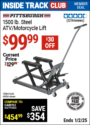 Harbor Freight Coupons, HF Coupons, 20% off - 1500 Lb. Capacity Atv/motorcycle Lift