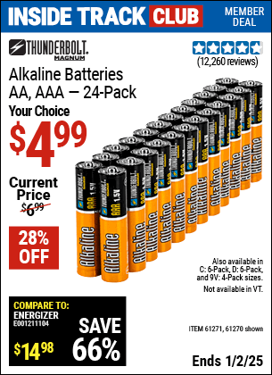 Harbor Freight Coupons, HF Coupons, 20% off - Thunderbolt Magnum Alkaline Batteries Aa, Aaa - 24 Pk