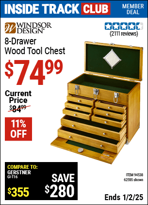 Harbor Freight Coupons, HF Coupons, 20% off - Eight Drawer Wood Tool Chest