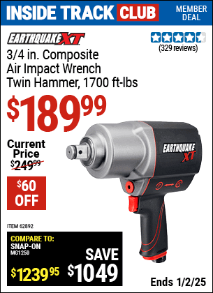 Harbor Freight Coupons, HF Coupons, 20% off - Earthquake 3/4