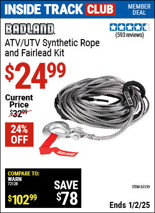 Harbor Freight Coupons, HF Coupons, 20% off - Atv/utv Synthetic Rope And Fairlead Kit