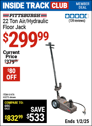 Harbor Freight Coupons, HF Coupons, 20% off - 22 ton Air/Hydraulic Floor Jack