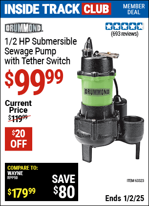 Harbor Freight Coupons, HF Coupons, 20% off - 1/2 HP Submersible Sewage Pump with Tether Switch