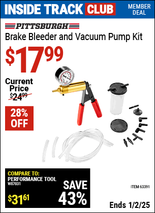 Harbor Freight Coupons, HF Coupons, 20% off - PITTSBURGH AUTOMOTIVE Brake Bleeder and Vacuum Pump Kit for $17.99