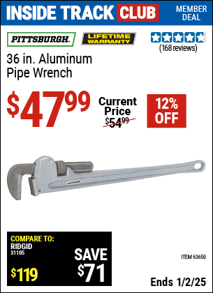 Harbor Freight Coupons, HF Coupons, 20% off - 36 in. Aluminum Pipe Wrench