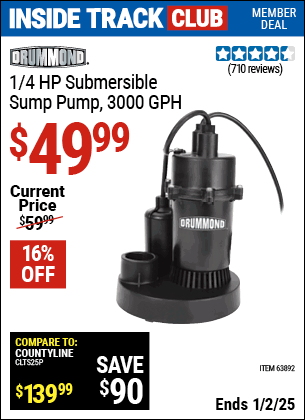 Harbor Freight Coupons, HF Coupons, 20% off - 1/4 Hp Submersible Sump Pump With Tether Float