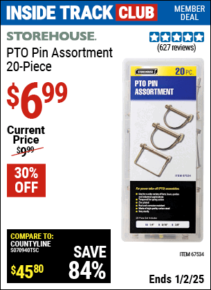 Harbor Freight Coupons, HF Coupons, 20% off - 20 Piece Pto Pin Assortment