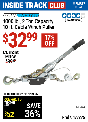 Harbor Freight Coupons, HF Coupons, 20% off - 8000 Lb. Capacity Cable Winch Puller