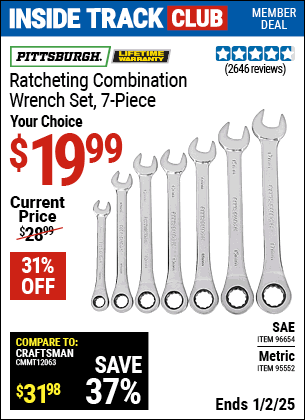 Harbor Freight Coupons, HF Coupons, 20% off - 7 Piece Combination Ratcheting Wrench Set