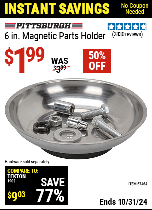 Harbor Freight Coupons, HF Coupons, 20% off - 6 in. Magnetic Parts Holder