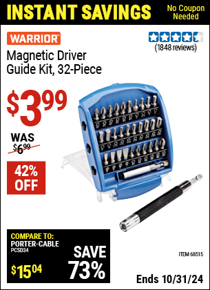 Harbor Freight Coupons, HF Coupons, 20% off - 32 Piece Magnetic Driver Guide Kit