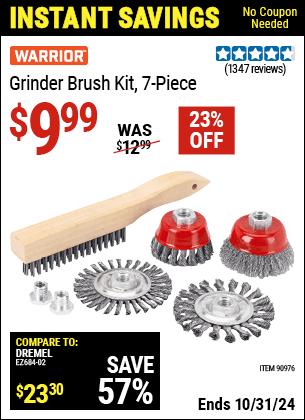 Harbor Freight Coupons, HF Coupons, 20% off - 7 Piece Grinder Brush Kit