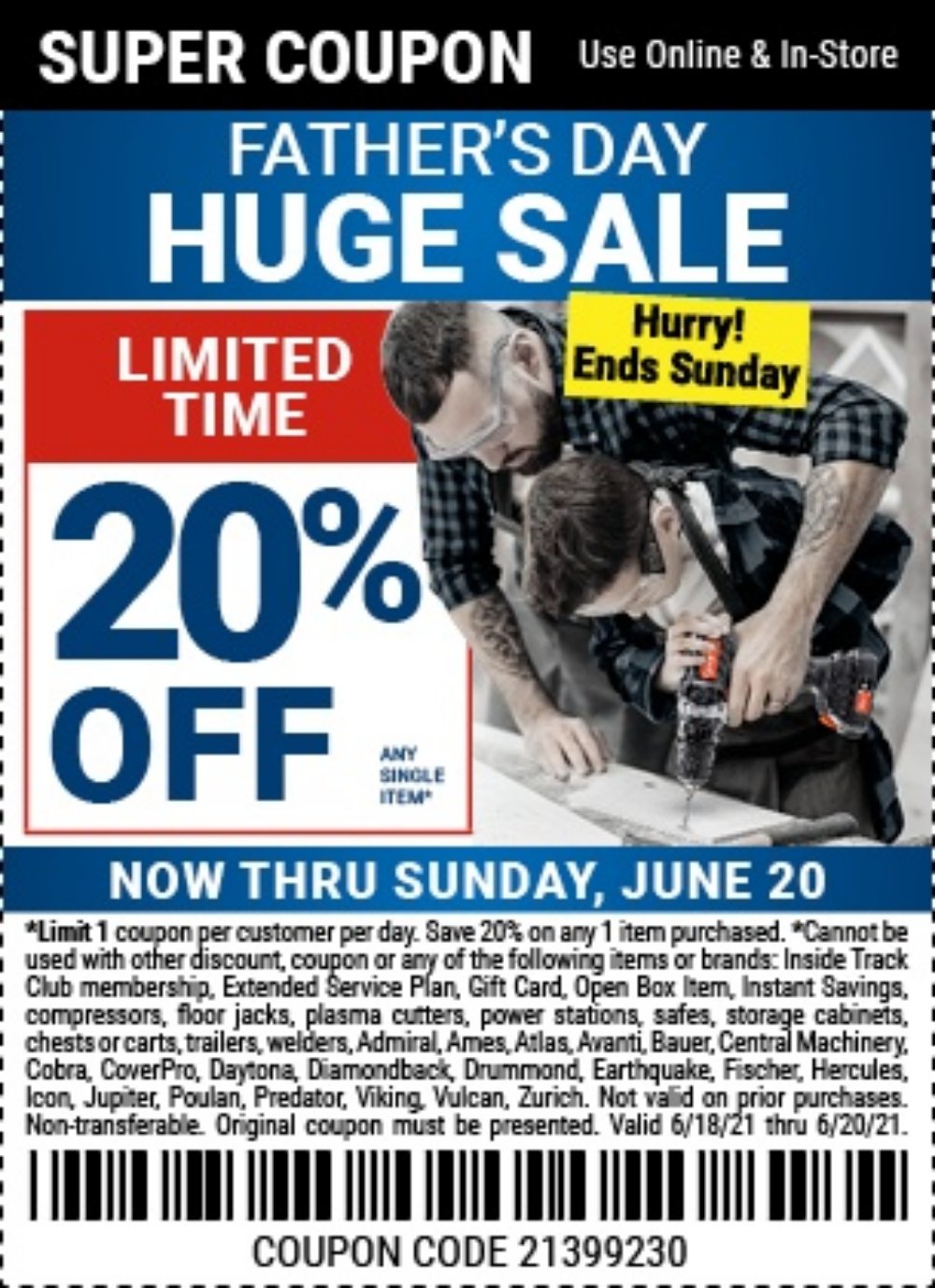 Harbor Freight Coupon, HF Coupons - 20% off single item