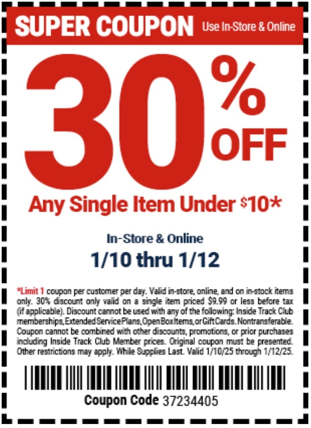 Harbor Freight Coupon, HF Coupons - any single item under $10